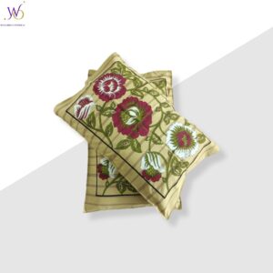premium beige floral rectangular cotton pillow covers (set of 2) – soft cotton fabric | 18x26 inch | elegant home décor by welfabrico overseas